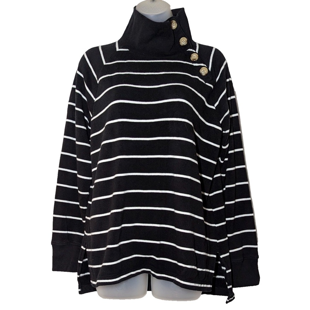 J.Crew Cloudspun Fleece Striped Turtleneck Sweatshirt Women’s XS Oversized